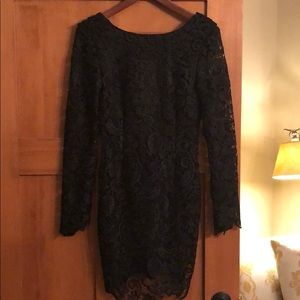 Black lace long sleeve dress.